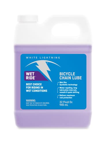 White Lightning Wet Ride Extreme Conditions Heavy Bicycle Chain Lube 32oz Quart jug, 32 Ounce