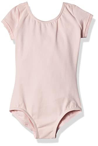 Capezio girls Cotton Short Sleeve athletic leotards, Pink, 6 8 US