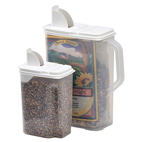 Buddeez 8 Qt and 3.5 Qt Bird Seed Dispenser Set – Set of 2 Containers with Lids