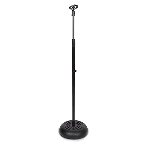 PYLE-PRO Microphone Stand – Universal Mic Mount with Heavy Compact Base, Height Adjustable (2.8’ – 5’ ft.) – PMKS5