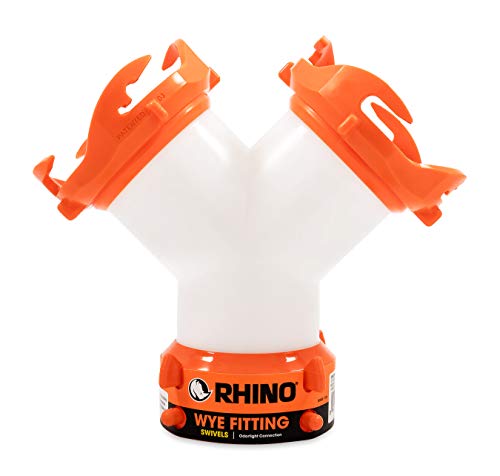 Camco RhinoFLEX RV Wye Sewer Hose Fitting with 360 Degree Swivel Ends | Allows for Two Sewer Hoses to Connect to the Same Dump Station | Ideal for Motorhomes (39812), Orange