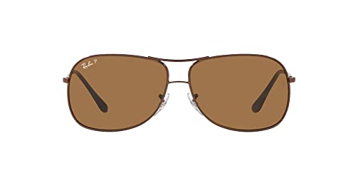 Ray-Ban RB3267 Metal Aviator Sunglasses, Brown/Polarized Brown, 64 mm