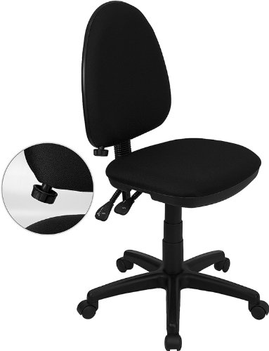 Flash Furniture Mid-Back Black Fabric Multifunction Swivel Ergonomic Task Office Chair with Adjustable Lumbar Support