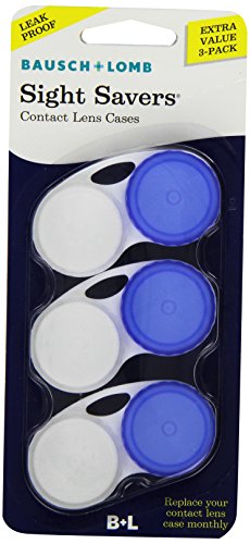 Contact Lens Case by Bausch & Lomb, Compact, Durable, Leak Proof, Pack of 3