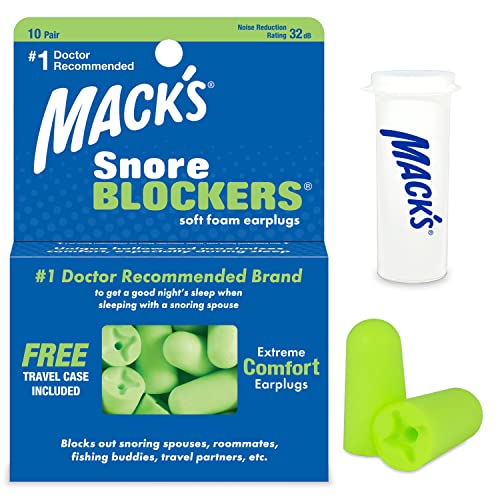 Mack’s Snore Blockers Soft Foam Earplugs, 12 Pair – 32 dB High NRR – Comfortable Ear Plugs for Sleeping, Snoring, Loud Noise and Travel