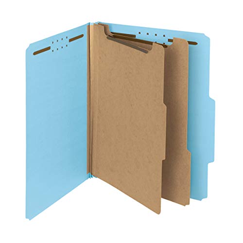 Smead 100% Recycled Pressboard Classification File Folder, 2 Dividers, 2″ Expansion, Letter Size, Blue, 10 per Box (14021)