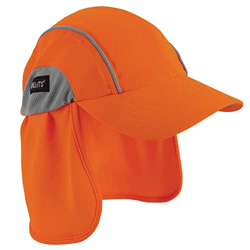 Ergodyne Chill Its 6650 Baseball Cap, Hat with Neck Shade, Sweat Wicking, High Visibility, Orange