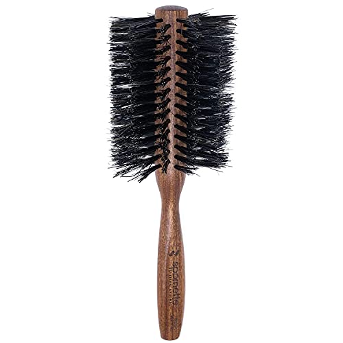 Spornette Italian Rounder 3 Inch (#855) – Round Boar Bristle Brush With Wooden Handle For Blow Drying, Styling, Volumizing, Straightening, Curling Medium To Long Thick, Fine, Curly, Or Straight Hair