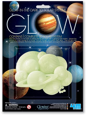 4M Glow In The Dark 3D Solar System – STEM Science Planets Starry Night, Wall Stickers Room Décor