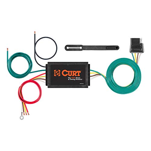 CURT 56187 Powered 3-to-2-Wire Splice-in Trailer Tail Light Converter, 4-Pin Wiring Harness