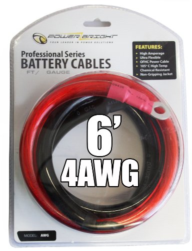 Power Bright 4-AWG6 4 AWG Gauge 6-Foot Professional Series Inverter Cables 1000-1500 watt