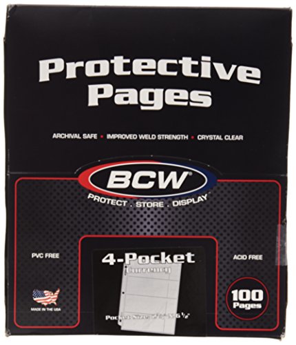 100 4-Pocket Currency Pages 2.75″ x 6.5″ BCW NEW