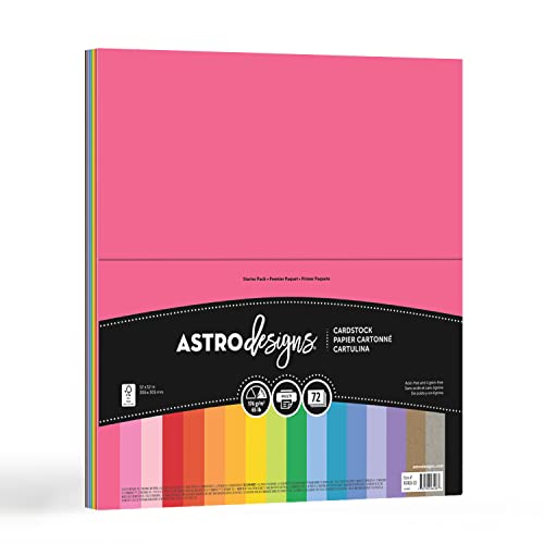 Astrodesigns/Creative Collection Starter Kit Cardstock, 12″ x 12″, 65 lb/176 gsm 18-Color Assortment, 72 Sheets (46408-03)