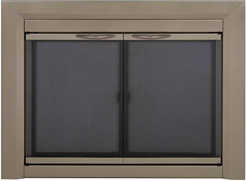 Pleasant Hearth CB-3300 Colby Fireplace Glass Door, Sunlight Nickel, Small