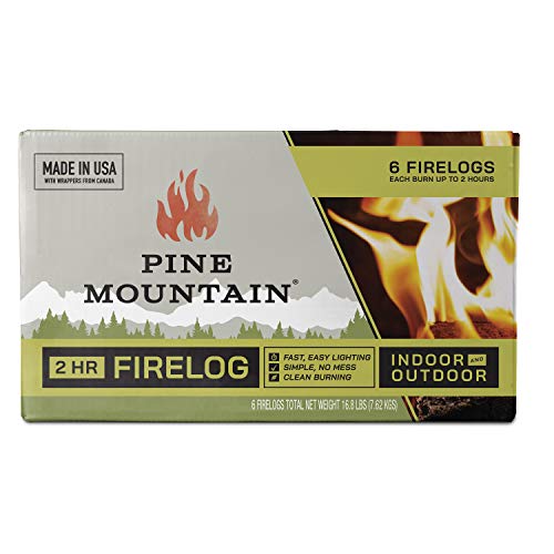 Pine Mountain 6PK 2HR Trad Fire Log, 6 Firelogs, 2-Hour Burn Time, 6 Count