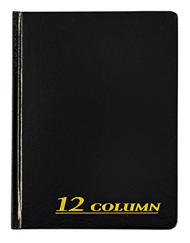 Adams Account Book, 7 x 9.25 Inches, Black, 12-Columns, 80 Pages (ARB8012M)