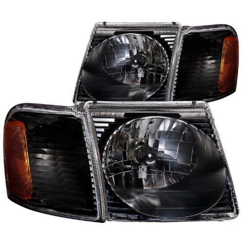 Anzo USA 111041 Ford Explorer Sport Trac Crystal Black Headlight Assembly – (Sold in Pairs)