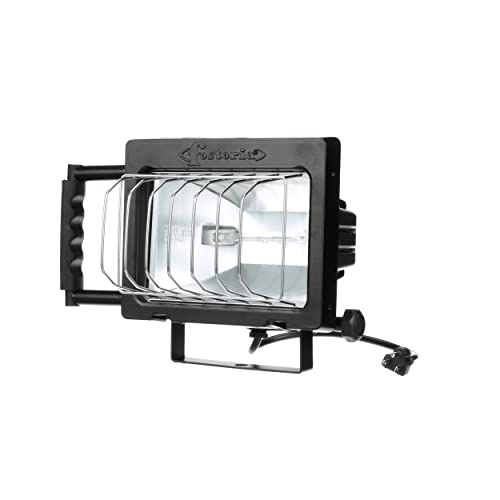 TPI Corporation DKL-QH Fostoria Loading Dock Light Head Assembly – 120V, 500W Quartz Halogen Included, Black Die-Cast Housing w/Steel Yoke, Guard, On/Off Switch and 14″ Long Cord with Plug