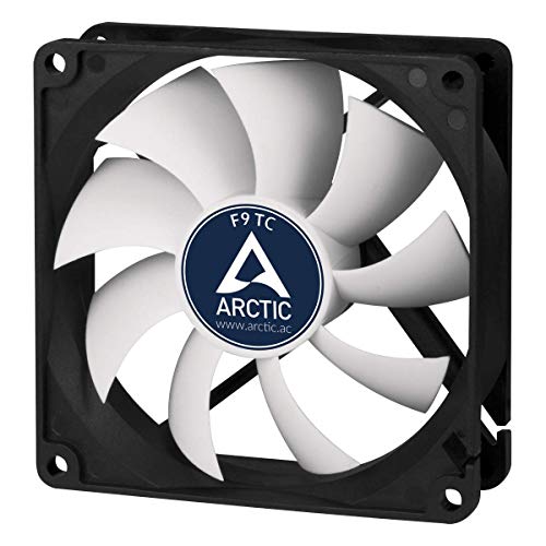 ARCTIC F9 TC – 92 mm Case Fan with Temperature Control, Very quiet motor, Computer, Fan Speed: 400-1800 RPM – Black/White