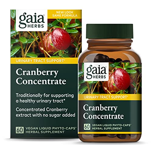 Gaia Herbs Cranberry Concentrate – Helps Maintain Urinary Tract Health – Made with Organic Cranberry Fruit Juice Extract in Convenient Capsules – 60 Vegan Liquid Phyto-Capsules (30-Day Supply)