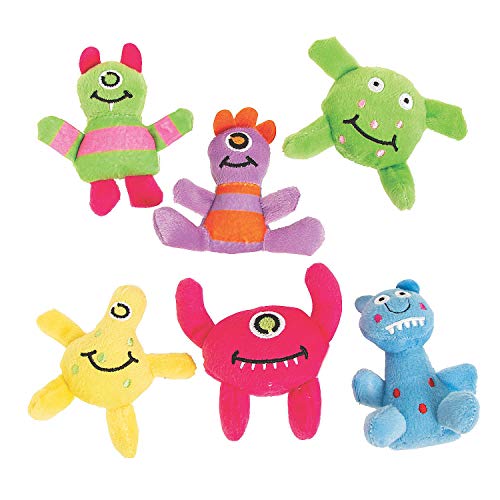 Fun Express Monsters Plush (1 Dozen) Party Favors, Halloween and Toy Crane Fillers