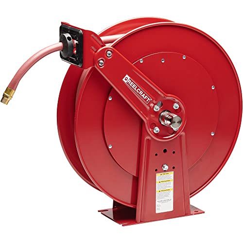 Reelcraft 83050 OLP Heavy Duty Dual Pedestal Hose Reel, 3/4″ x 50′, 250 Psi, Air/Water Hose Included