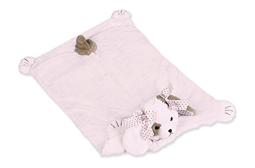 Bearington Baby Wiggles Belly Blanket, Pink Puppy Dog Plush Stuffed Animal Tummy Time Play Mat