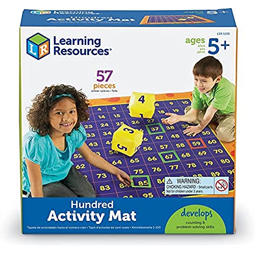 Learning Resources Hundred Activity Mat – 57 Pieces, Ages 5+ Math Learning Games for Kids, Educational and Fun Games for Kids