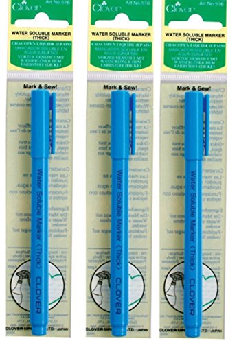 Clover 516 Water Soluble Thick Marker Pen SET OF THREE!