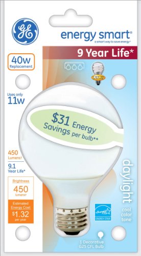 GE 78946 Energy Smart 11-Watt Daylight Globe G25 Compact Fluorescent Bulb | The Storepaperoomates Retail Market - Fast Affordable Shopping