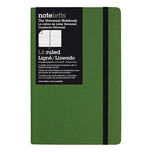Letts Noteletts Universal Notebook, Medium, Ruled, Green, 6.5 x 4.375 Inches, 192 Pages (LEN6RGN)