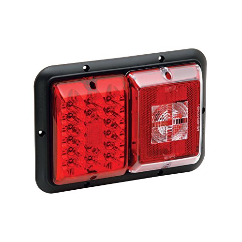 Bargman 48-84-008 Double LED/Incandescent Taillight (with Stop/Tail/Turn – Black Base Red)