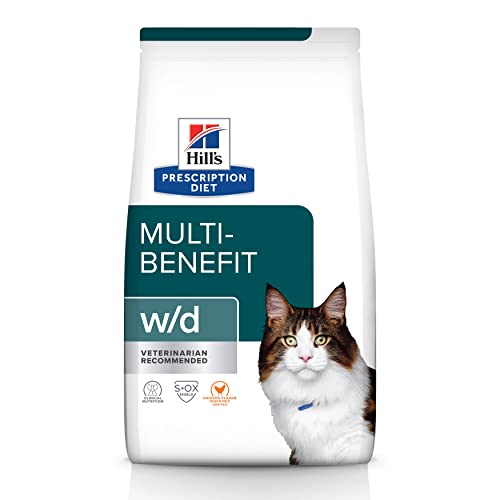 Hill’s Prescription Diet w/d Multi-Benefit Digestive/Weight/Glucose/Urinary Management Chicken Flavor Dry Cat Food, Veterinary Diet, 8.5 lb. Bag