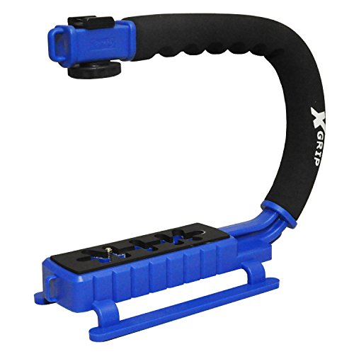 Opteka X-Grip Professional Camera/Camcorder Action Stabilizing Handle with Accessory Shoe for Flash, Mic, or Video Light (Blue)