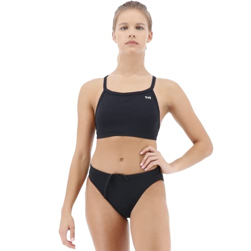 TYR Women’s Durafast Diamondfit Workout Bikini for Swim Racing and Training, Black, Small
