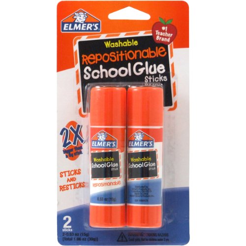 Elmer’s Repositionable Washable School Glue Stick, 0.53 Ounce, 2 Count