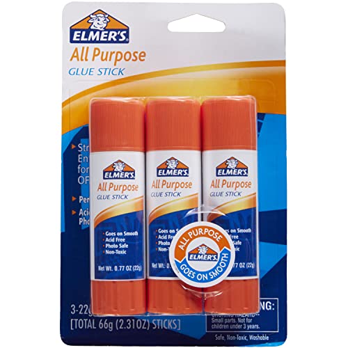 Elmer’s All Purpose Glue Sticks, Washable, 22 Grams, 3 Count