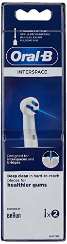 Oral-B Interspace Electric Toothbrush Head, Deep Plaque Remover, Pack of 2, Cleans Between Teeth, White