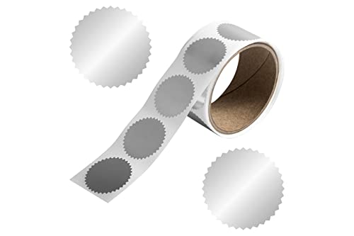 JAM PAPER Circle Label Wafer Seals with Serrated Edges – 1.5 Inch Diameter – Silver – 100 Round Labels/Pack