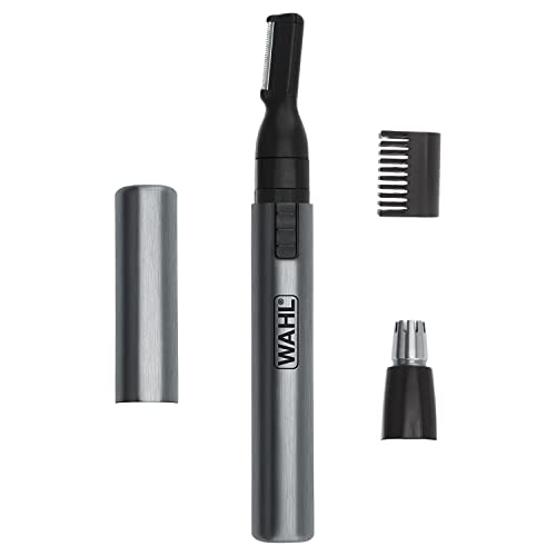 Wahl Micro Groomsman Personal Pen Trimmer & Detailer for Hygienic Grooming with Rinseable, Interchangeable Heads for Eyebrows, Neckline, Nose, Ears, & Other Detailing – 05640-600