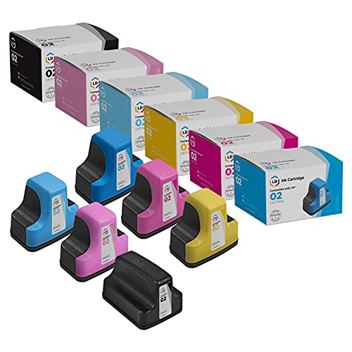 LD Remanufactured Ink Cartridge Replacements for HP 02 (1 Black, 1 Cyan, 1 Magenta, 1 Yellow, 1 Light Cyan, 1 Light Magenta, 6-Pack)