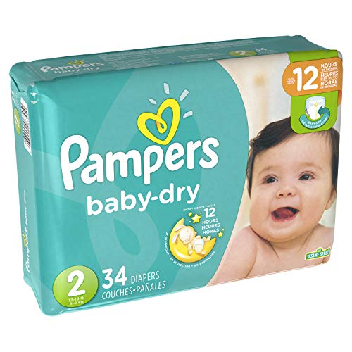 Pampers Baby Dry Diapers Size 2 (12-18 lbs) – Pack of 34 diapers