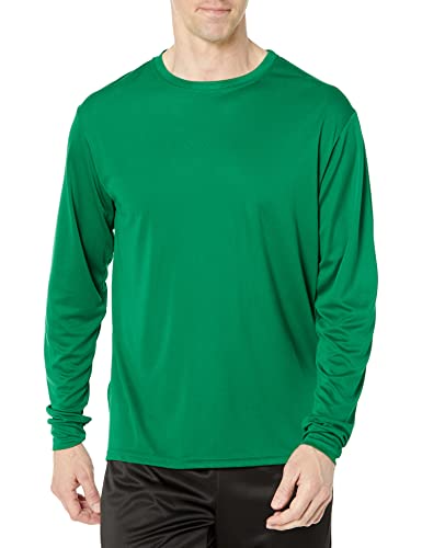 Augusta Sportswear Men’s M Wicking Long Sleeve T-Shirt, Kelly, Medium