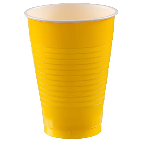 Sunshine Yellow Plastic Cups | 12 oz. | Pack of 20 | Party Supply