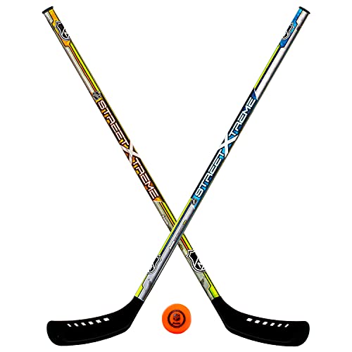 Franklin Sports NHL Kids Street Hockey Stick Set – Includes (2) Youth Street Hockey Sticks + (1) Outdoor Roller Hockey Ball – Perfect Hockey Starter Set for Kids