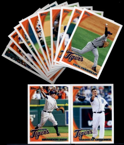 2010 Topps Baseball Cards Complete TEAM SET: Detroit Tigers (Series 1 & 2) 26 Cards including Johnny Damon, Coke, Bonderman, Verlander, Cabrera, Guillen, Huff, Porcello, Inge, Ordonez, Jackson, Polanco & more!