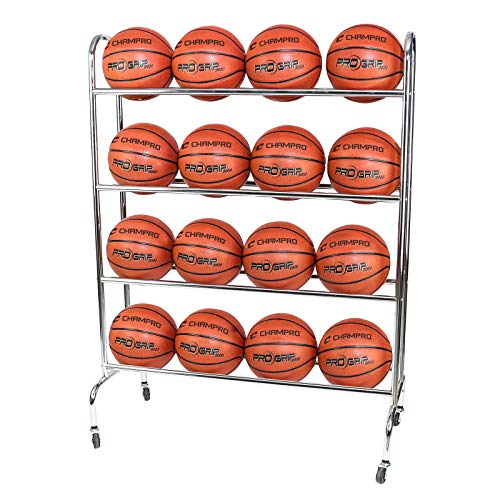 Champro 16 Ball Rack with Casters, Upright (Silver, 41 x 17 x 53)