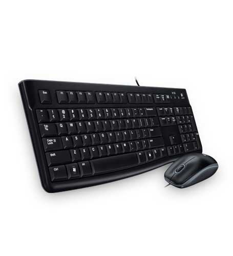 Logitech MK120 Wired Keyboard and Mouse Combo for Windows, Optical Wired Mouse, Full-Size Keyboard, USB Plug-and-Play, Compatible with PC, Laptop – Black