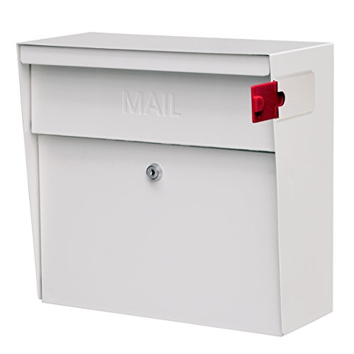Mail Boss 7163 Metro Locking, White Lockable Hanging House Wall Mounted Mailbox for Porch or Front door