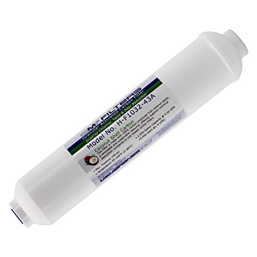 Inline Carbon Water Filter | 10″ Length | 1/4″ Threaded Female In/Out | For Chlorine Taste & Odor or Post Filter for Home RO | RO Stage 5 Polishing Filter (1, 1/4″ Female Threade)